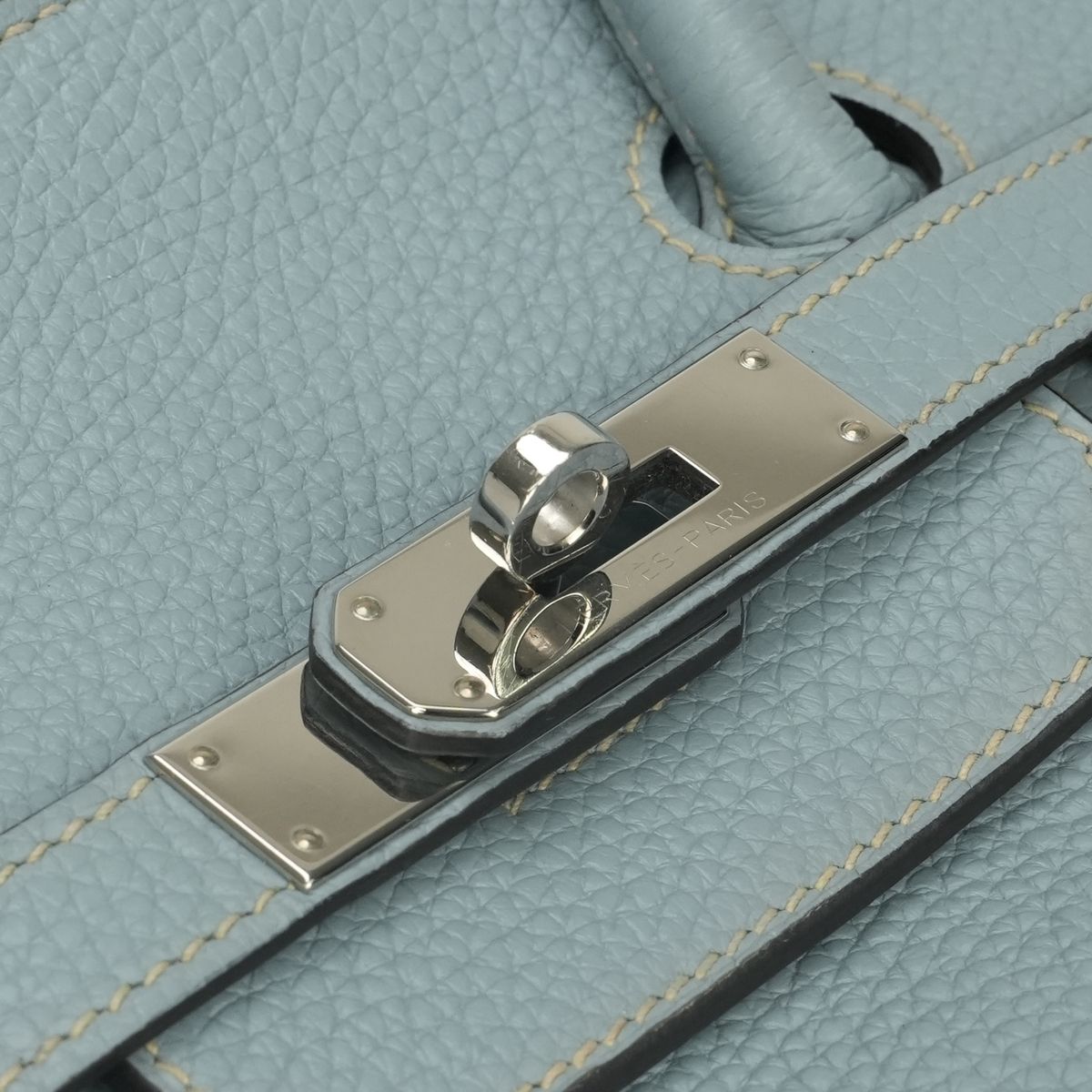 Hermes Birkin 35 Tote Togo Blue Bleu Lin Light Silver Handbag — view 7