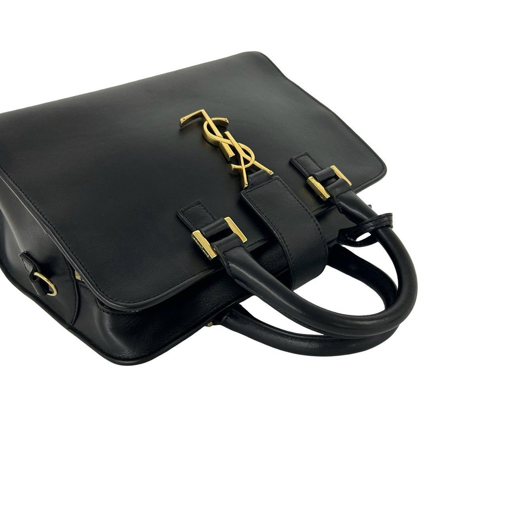 Saint Laurent Paris Baby Cabas YSL Logo Leather 2-Way Shoulder Bag Black — view 4