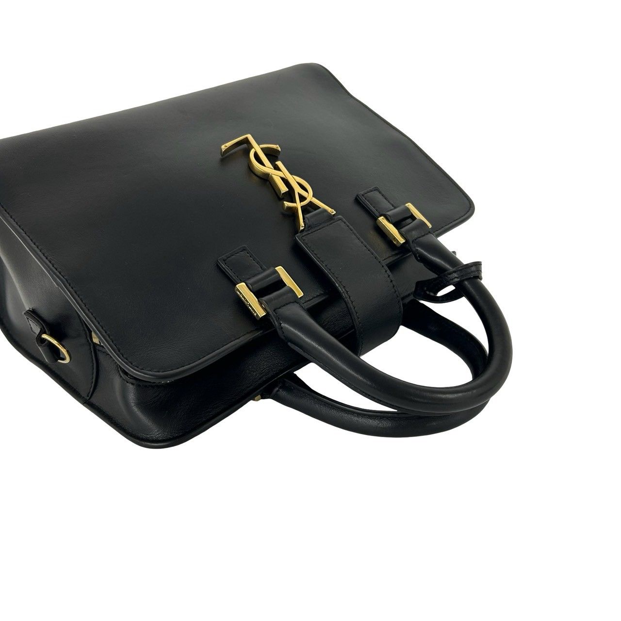 Saint Laurent Paris Baby Cabas YSL Logo Leather 2-Way Shoulder Bag Black — view 4
