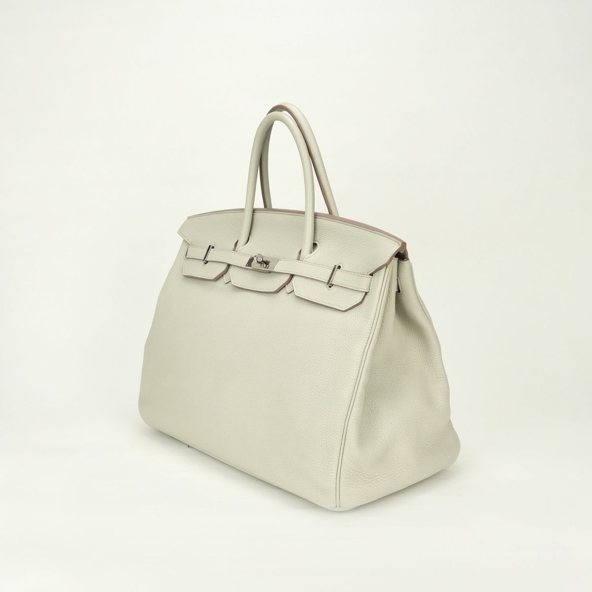 Hermes Birkin 40 Tote Taurillon Clemence Pearl Gray Silver — view 2