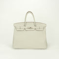 Hermes Birkin 40 Tote Taurillon Clemence Pearl Gray Silver