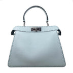 Fendi Tote Shoulder Bag Peekaboo Arbb Leather Selleria Blue Silver ISeeU — view 2