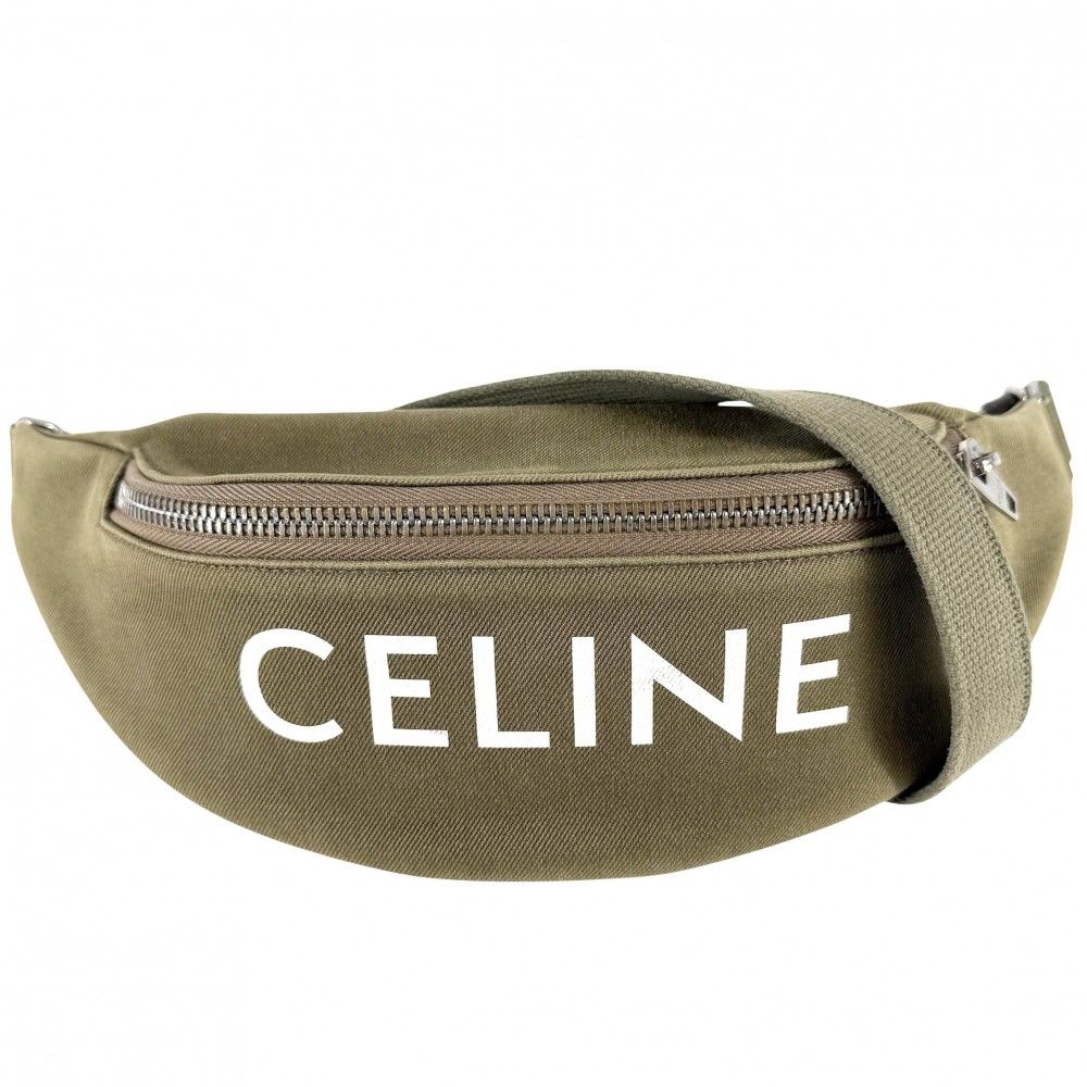 Celine Belt Bag Logo Bag Canvas Khaki Silver