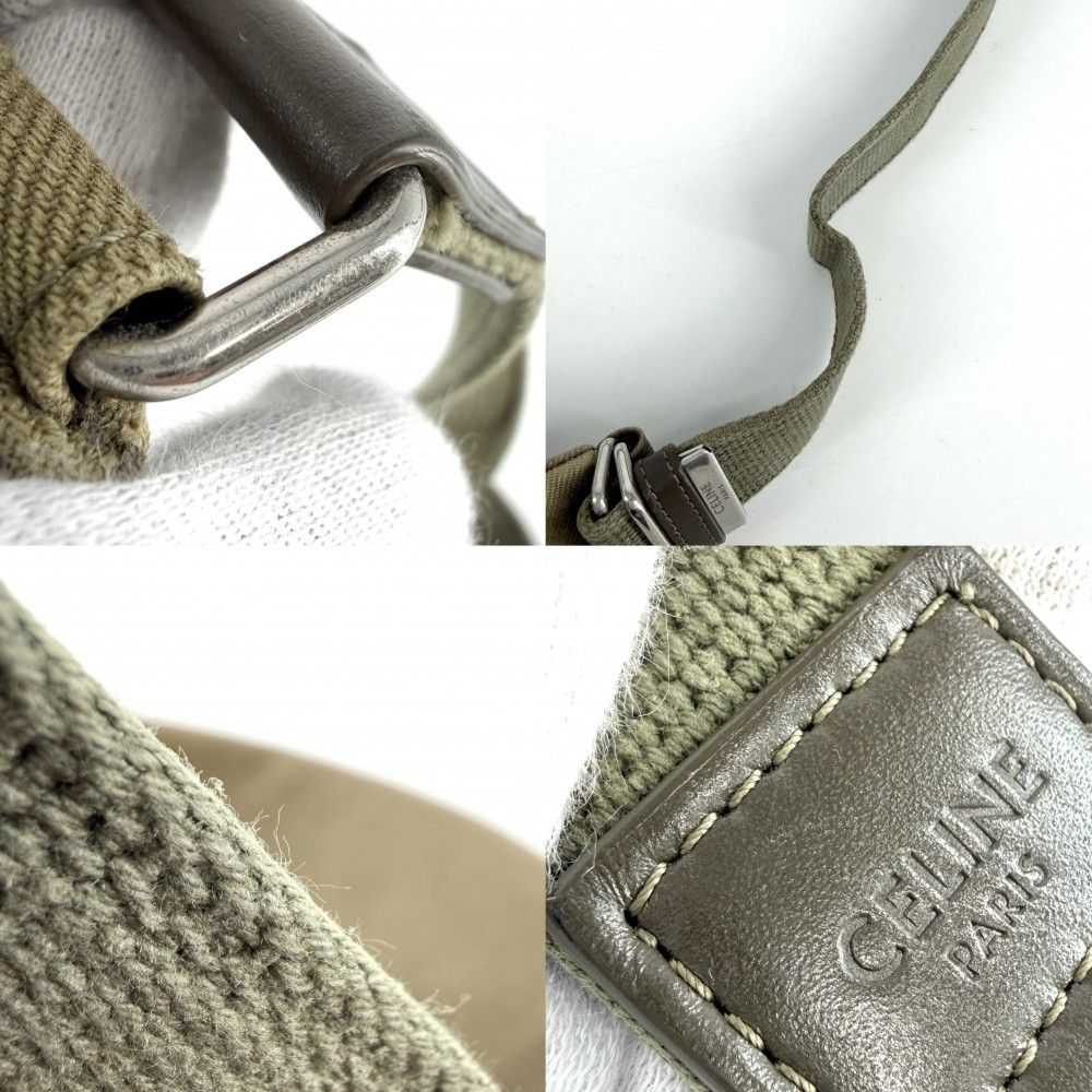 Celine Belt Bag Logo Bag Canvas Khaki Silver — view 7