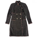 Chanel Dress Tweed Stand Color Long Sleeve 36 Brown Gold Fall Winter