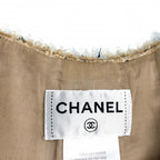 Chanel Dress Tweed Sleeveless CC Logo 36 Beige Navy Blue Spring Summer — view 5