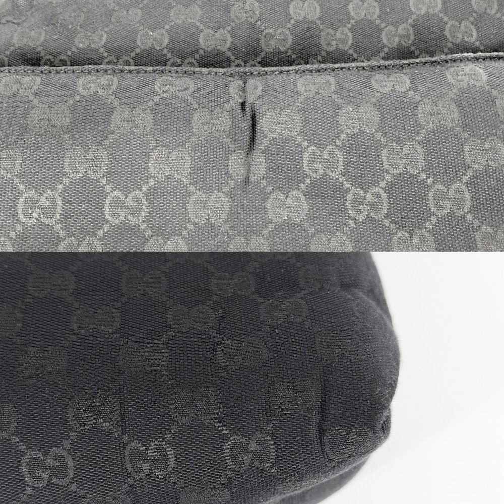 Gucci 2-Way Shoulder Bag Crossbody GG Canvas Leather Black Silver — view 6