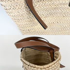 Loewe Handbag Anagram Basket Bag Shoulder Palm Leaf Calf Leather Beige Brown — view 6