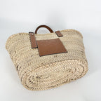 Loewe Handbag Anagram Basket Bag Shoulder Palm Leaf Calf Leather Beige Brown — view 3
