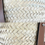 Loewe Handbag Anagram Basket Bag Shoulder Palm Leaf Calf Leather Beige Brown — view 7