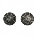 Chanel Earrings Round Medal Coin Mademoiselle Silver