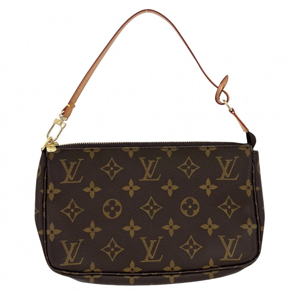 Louis Vuitton Handbag Pochette Soir Pouch Monogram Canvas Brown Gold