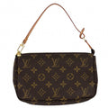 Louis Vuitton Handbag Pochette Soir Pouch Monogram Canvas Brown Gold