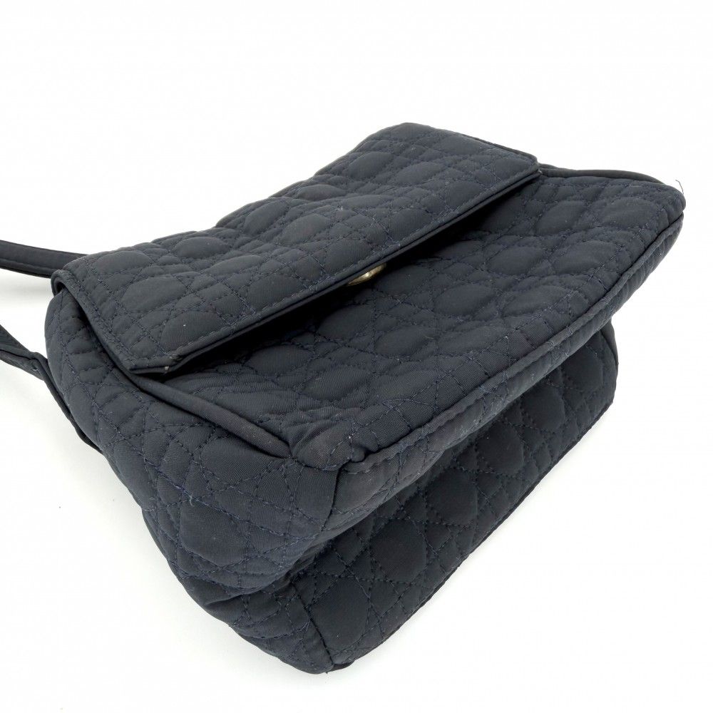 Dior Shoulder Bag Cannage Crossbody Nylon Dark Navy Gold — view 3