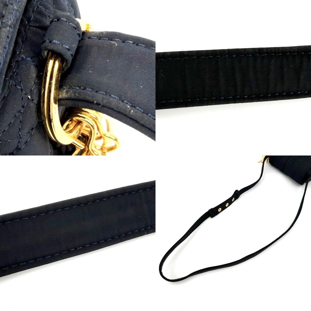 Dior Shoulder Bag Cannage Crossbody Nylon Dark Navy Gold — view 7