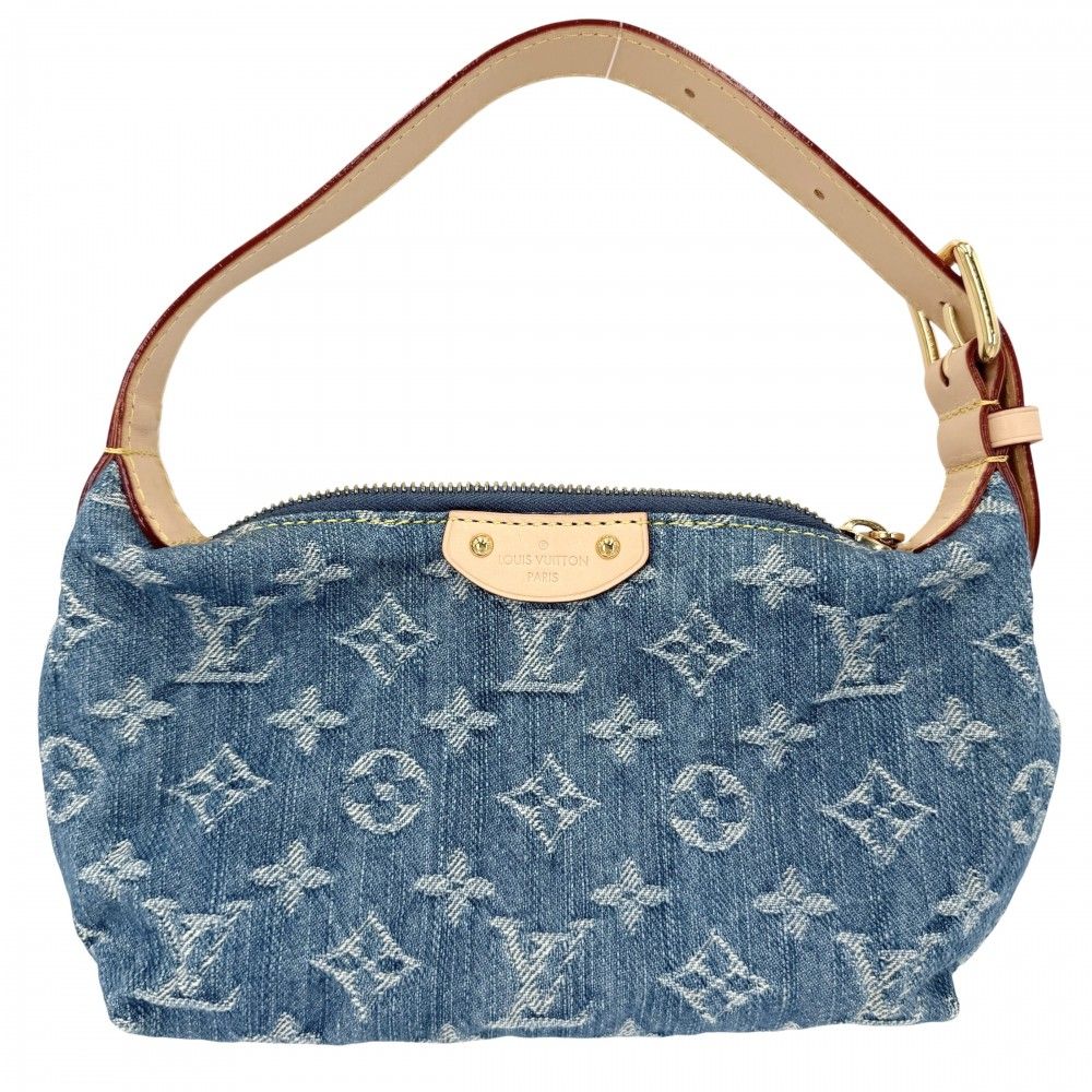 Louis Vuitton Pochette Hills Mini Bag Monogram Denim Blue Gold