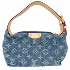Louis Vuitton Pochette Hills Mini Bag Monogram Denim Blue Gold