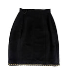 Chanel Set CC Logo Chain Collarless Jacket Skirt Vintage 38 Black Gold Wool — view 7