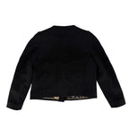 Chanel Set CC Logo Chain Collarless Jacket Skirt Vintage 38 Black Gold Wool — view 4