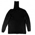 Chanel Knit CC Logo Turtleneck Top Lightweight Sweater 42 Black Cashmere Fall — view 2
