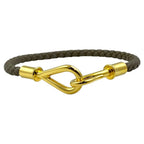 Hermes Jumbo Bracelet Leather Metal Etoupe Gold