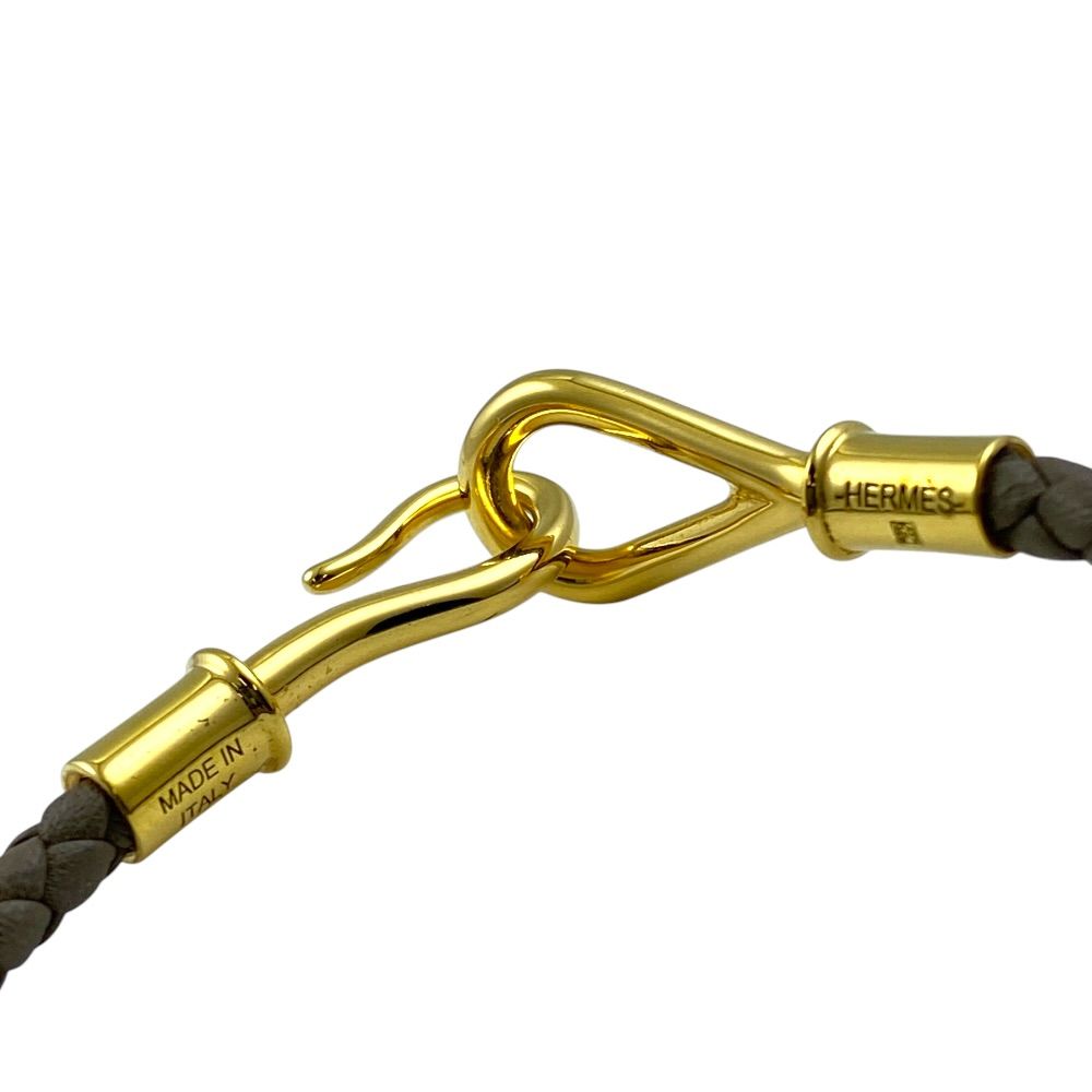 Hermes Jumbo Bracelet Leather Metal Etoupe Gold — view 6