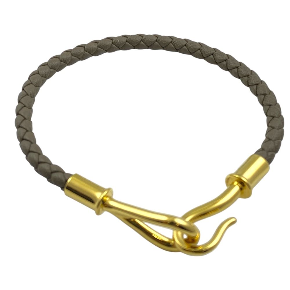 Hermes Jumbo Bracelet Leather Metal Etoupe Gold — view 7