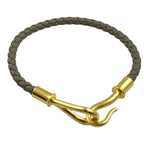 Hermes Jumbo Bracelet Leather Metal Etoupe Gold — view 7