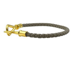Hermes Jumbo Bracelet Leather Metal Etoupe Gold — view 2
