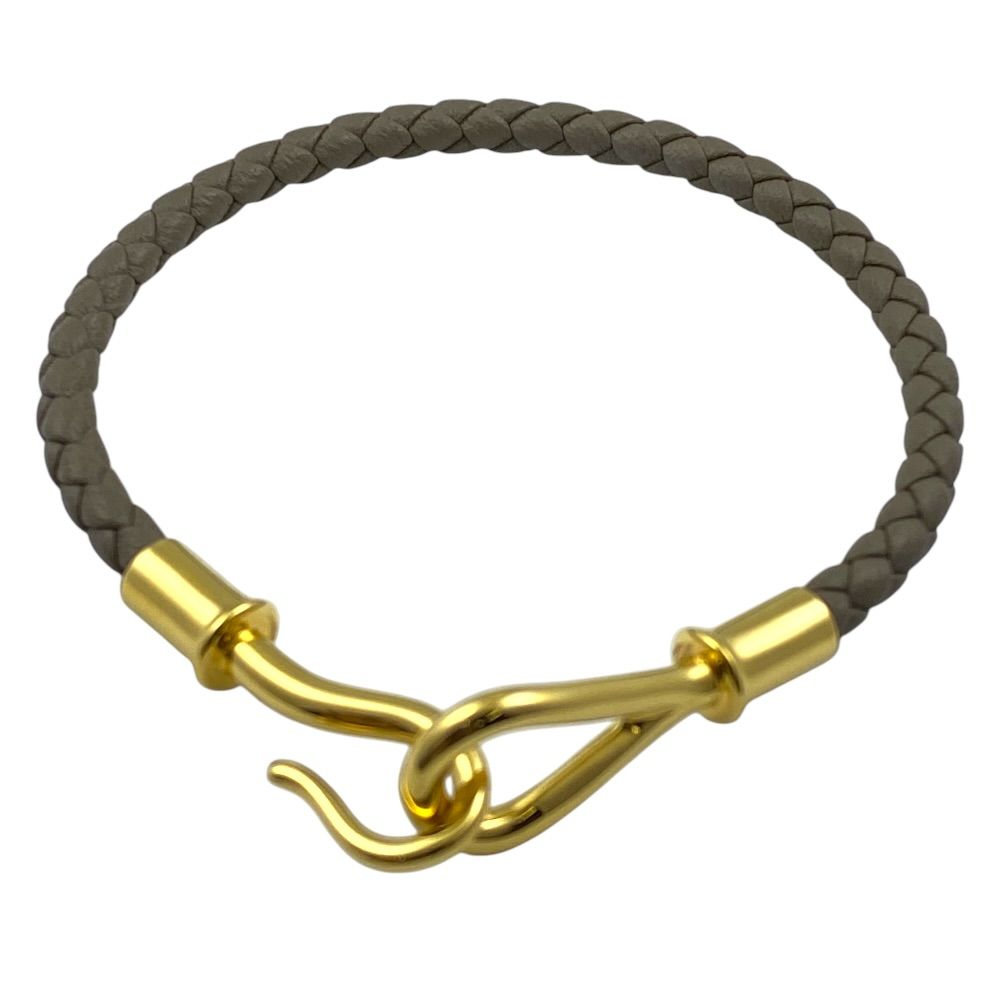 Hermes Jumbo Bracelet Leather Metal Etoupe Gold — view 8
