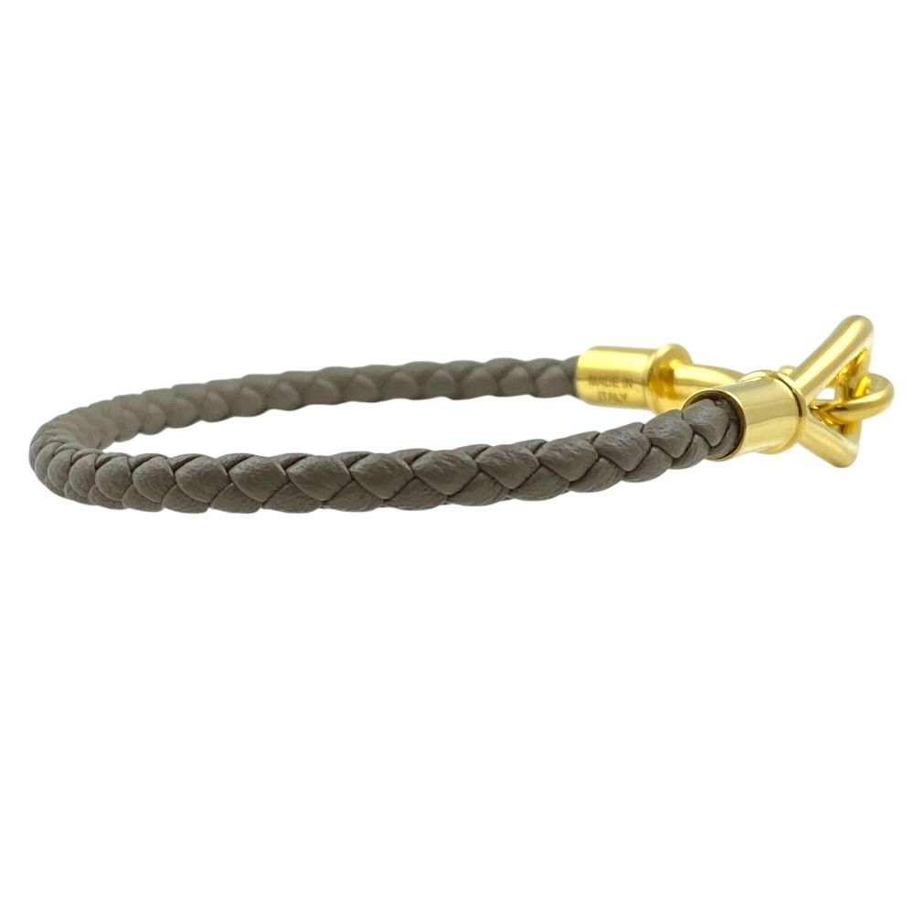 Hermes Jumbo Bracelet Leather Metal Etoupe Gold — view 4