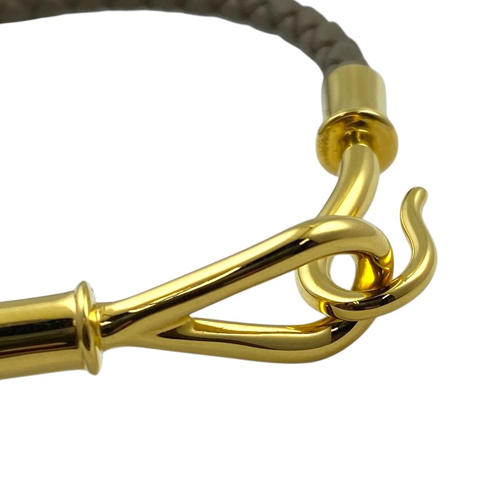Hermes Jumbo Bracelet Leather Metal Etoupe Gold — view 5