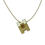 Hermes Cage Ash Cube Necklace Logo Choker Off White Gold