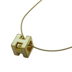 Hermes Cage Ash Cube Necklace Logo Choker Off White Gold — view 3