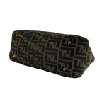 Fendi Zukka FF Logo Canvas Leather Handbag Mini Tote Brown — view 8