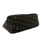 Fendi Zukka FF Logo Canvas Leather Handbag Mini Tote Brown — view 7