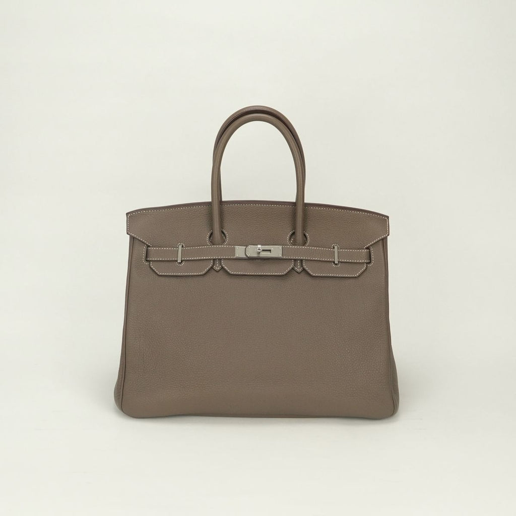 Hermes Birkin 35 Tote Togo Etoupe Gray Silver
