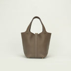 Hermes Picotin Lock PM 18 Tote Taurillon Clemence Etoupe Gray Gold — view 3