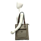 Gucci Vintage Sherry Line GG Logo Leather Tote Brown — view 2