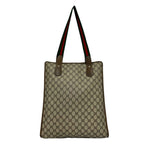 Gucci Vintage Sherry Line GG Logo Leather Tote Brown — view 3