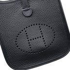 Hermes Shoulder Bag Evelyne TPM Taurillon Clemence Navy Silver — view 8