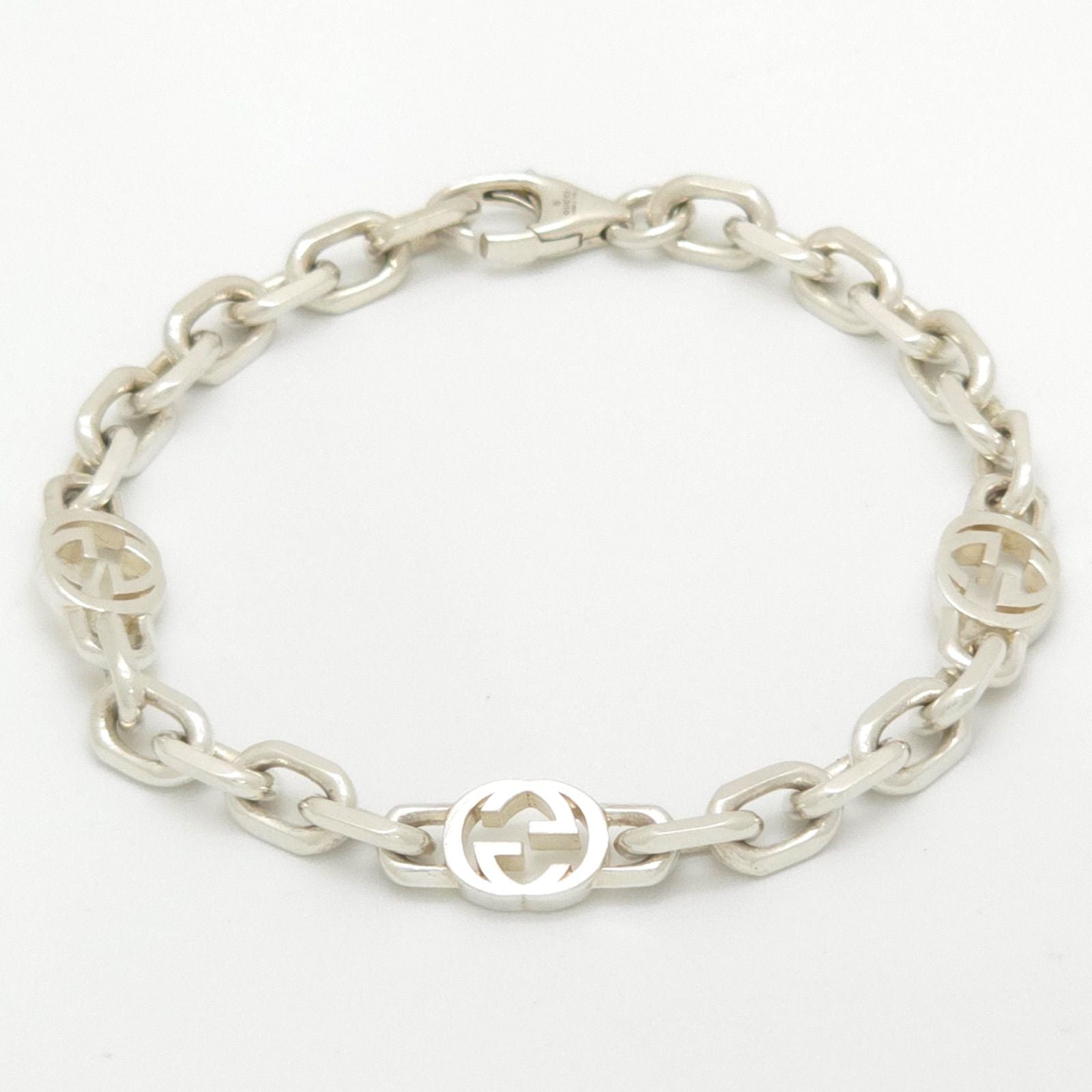 Gucci Interlocking Chain Bracelet 19.3 Shiny Finish Sterling Silver Box