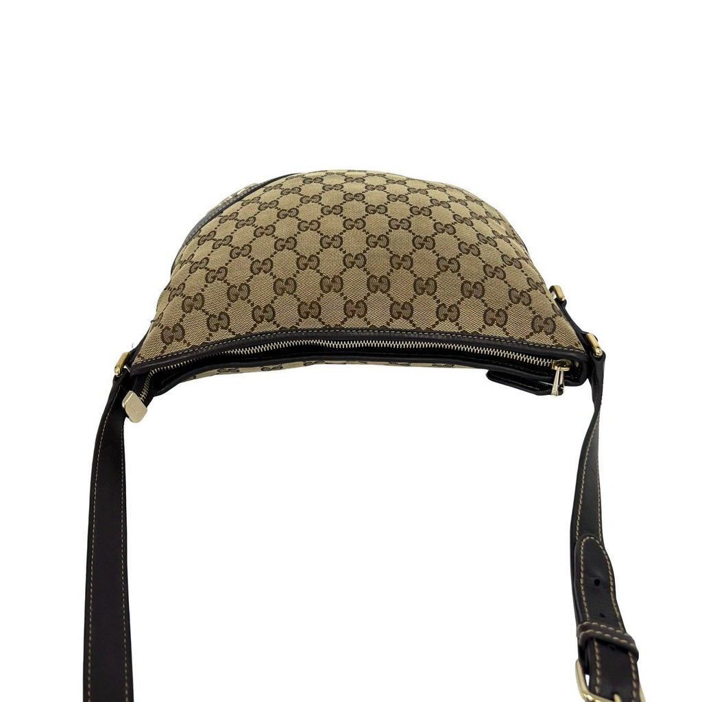 Gucci Bagged GG Logo Canvas Leather Shoulder Bag Pochette Cloth Brown — view 4