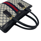 Gucci Vintage Sherry Line GG Logo Leather Handbag Business Bag Navy — view 4