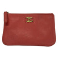 Chanel Pouch CC Petite Camellia Pink Silver Flower Leather