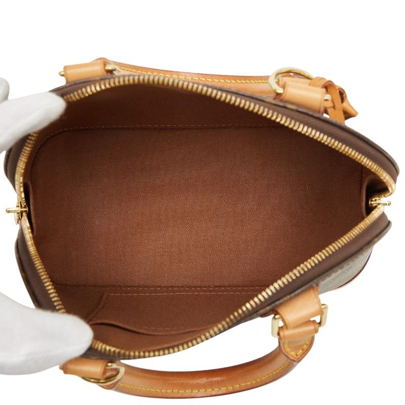 Louis Vuitton Monogram Alma BB 2-Way Shoulder Bag Brown Leather — view 9