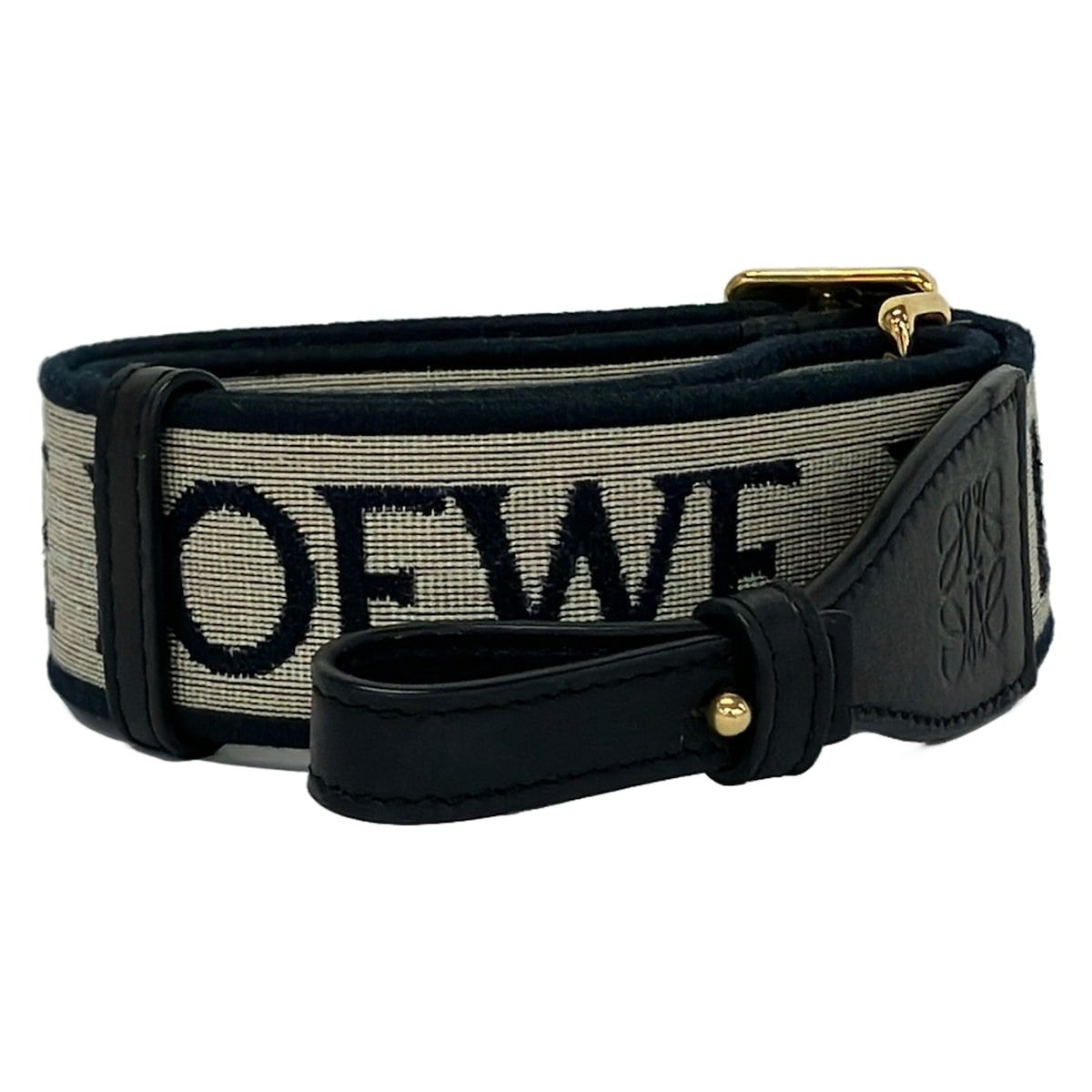Loewe Shoulder Strap Anagram Loop Black Beige Logo Leather