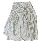 Fendi Striped Wrap Pleated Skirt Silk Beige White