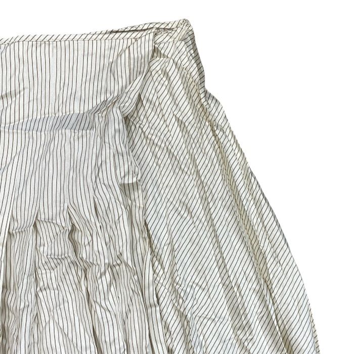 Fendi Striped Wrap Pleated Skirt Silk Beige White — view 3