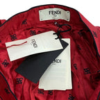 Fendi FF Monogram Logo Asymmetric Pleated Skirt Silk Red Black — view 6